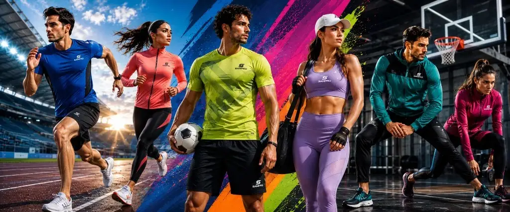 Sportswear and fitness apparel manufactured by SAMPRO in Sialkot, Pakistan