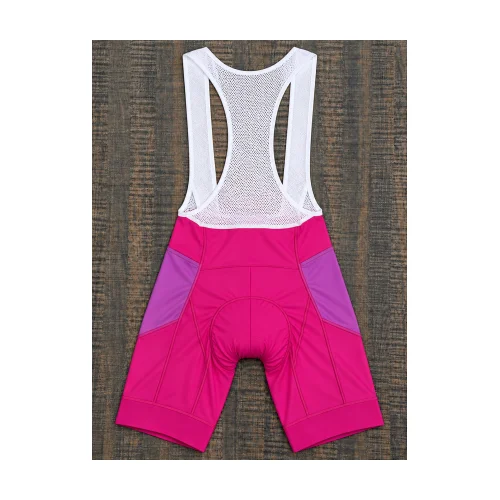 Women's Cycling Jersey and Bib Shorts Set in pink and purple SI-AW-281 — Back