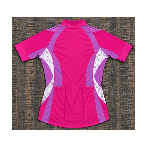 Women's Cycling Jersey and Bib Shorts Set in pink and purple SI-AW-281 — Back
