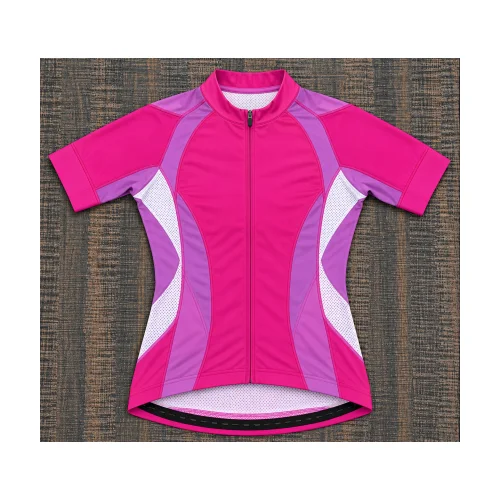 Women's Cycling Jersey and Bib Shorts Set in pink and purple SI-AW-281 — Front