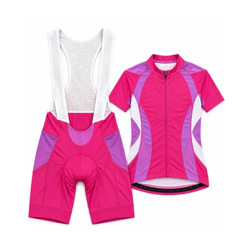 Women's Cycling Jersey and Bib Shorts Set in pink and purple SI-AW-281