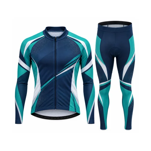 Men's Cycling Jersey and Pant Set in navy and teal design SI-AW-284